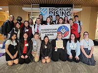 Educators Rising Sheboygan Chapter members proudly display their Spirit Award.