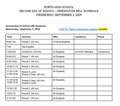 Second Day of School - All Students