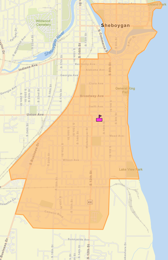 Farnsworth Middle School Walk Zone Map