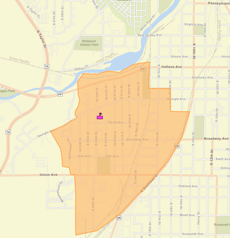 James Madison Elementary School Walk Zone Map
