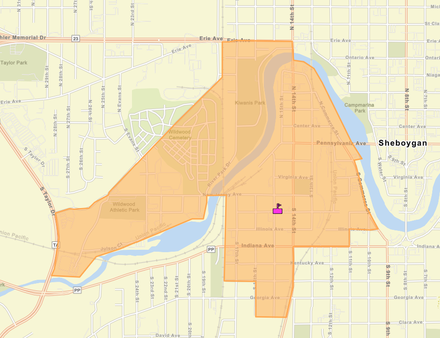 Sheridan Elementary School Walk Zone Map