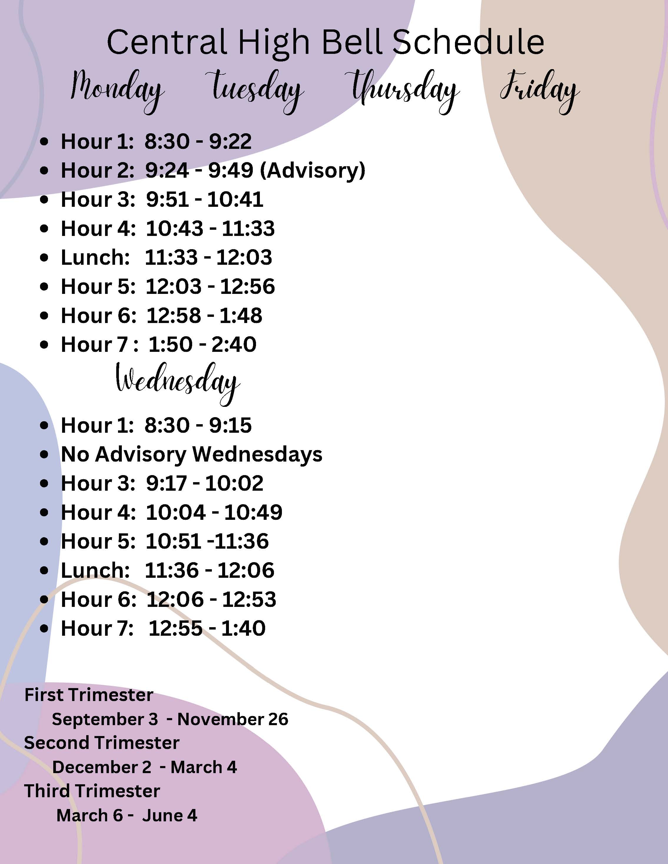 CHS 2024 25 Bell Schedule 2