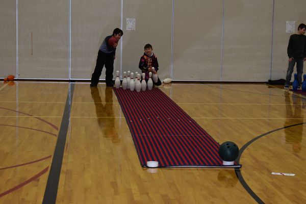 Sheboygan Area School District Longfellow Elementary School. Students at Longfellow Elementary School participating in bowling.