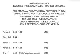Extended Homeroom Schedule - Lib Dub