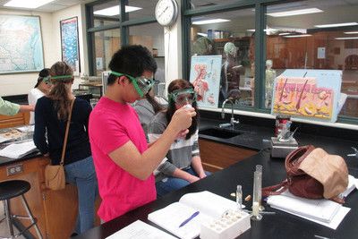 A student works on an experiment