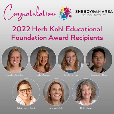 Four Students, Three Staff Recognized as Herb Kohl Educational Foundation Award Winners