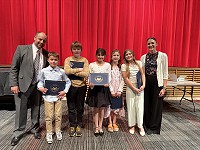 Cleveland award recipients with Principal Lindsay Ohlfs and Superintendent Jacob Konrath