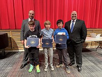 Cooper award recipients with Principal Joshua Torres and Superintendent Jacob Konrath