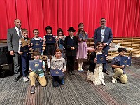 Etude award recipients with Principal Ted Hamm and Superintendent Jacob Konrath