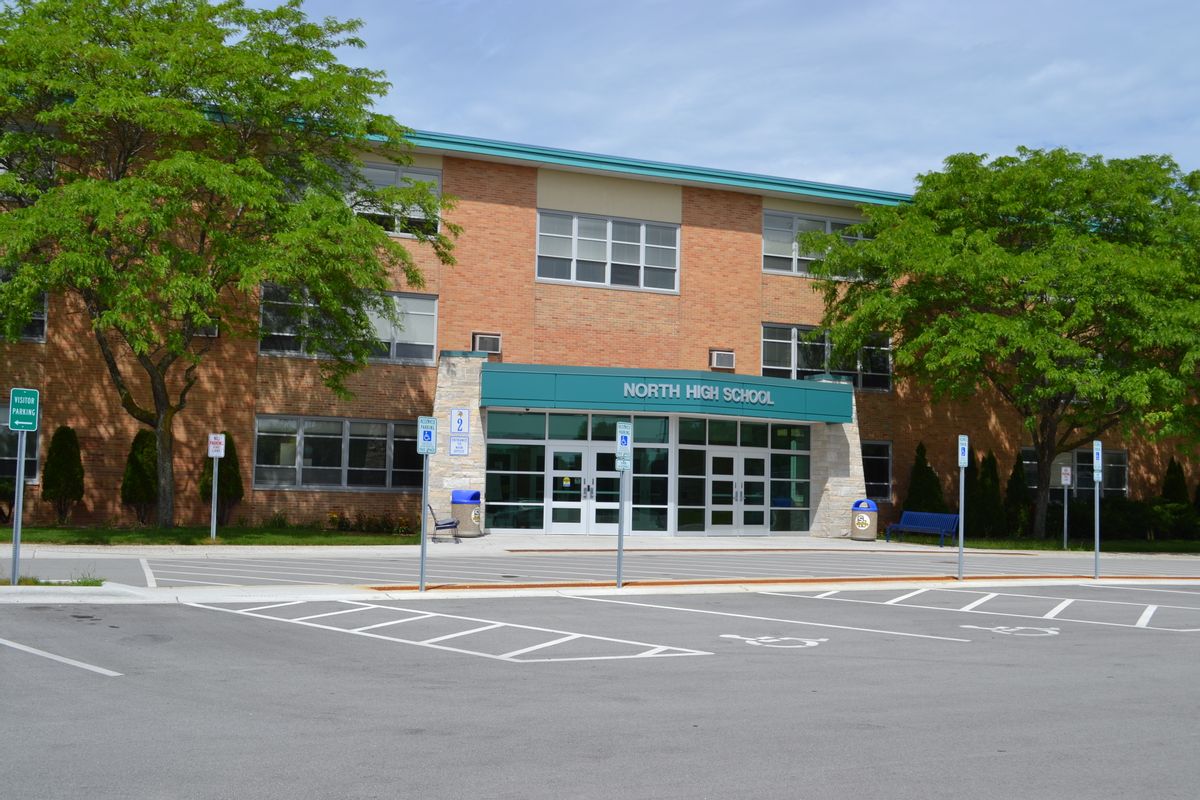 Sheboygan Area School District North High School. Photo of Sheboygan North High School main entrance.