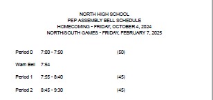 Special Schedule - Pep Rally