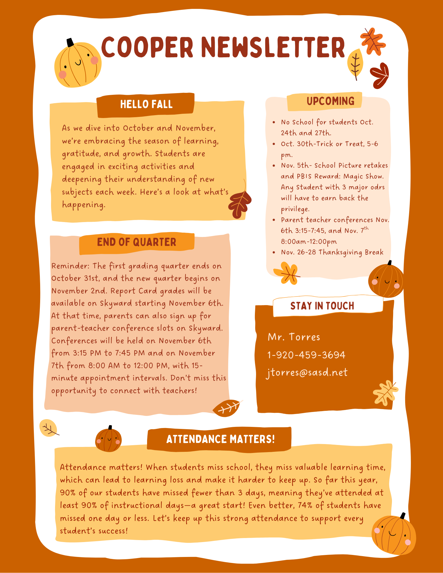 Oct. and Nov. Newsletter