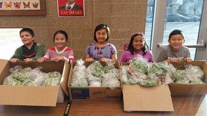 Jefferson Students with Food from the School Garden