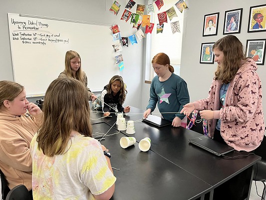 George D. Warriner Middle School students team building activity.